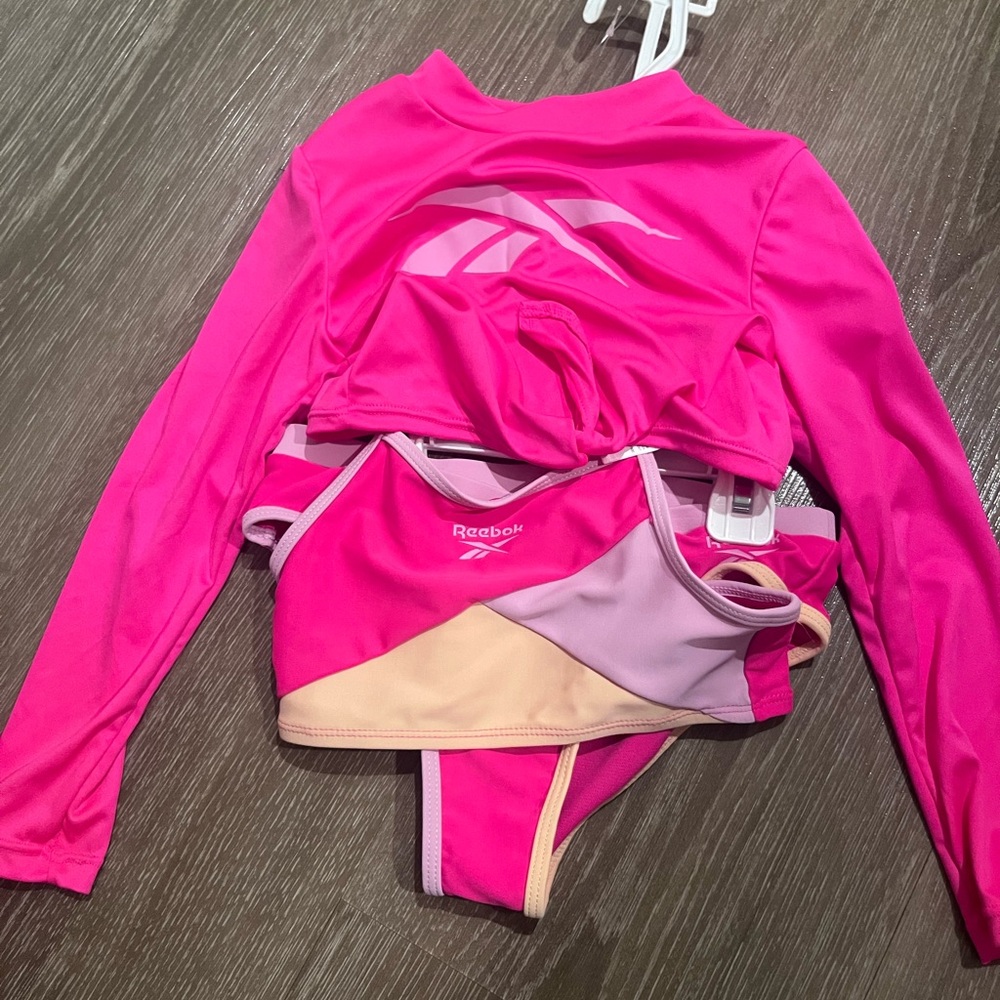 Reebok Kids Swim Rashguard - Pink and Cream